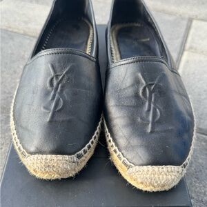 YSL Black Leather Espadrilles